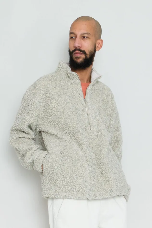 Folk Clothing Fleece Overhead 8211 Greige Curly Wool Mens Outerwear