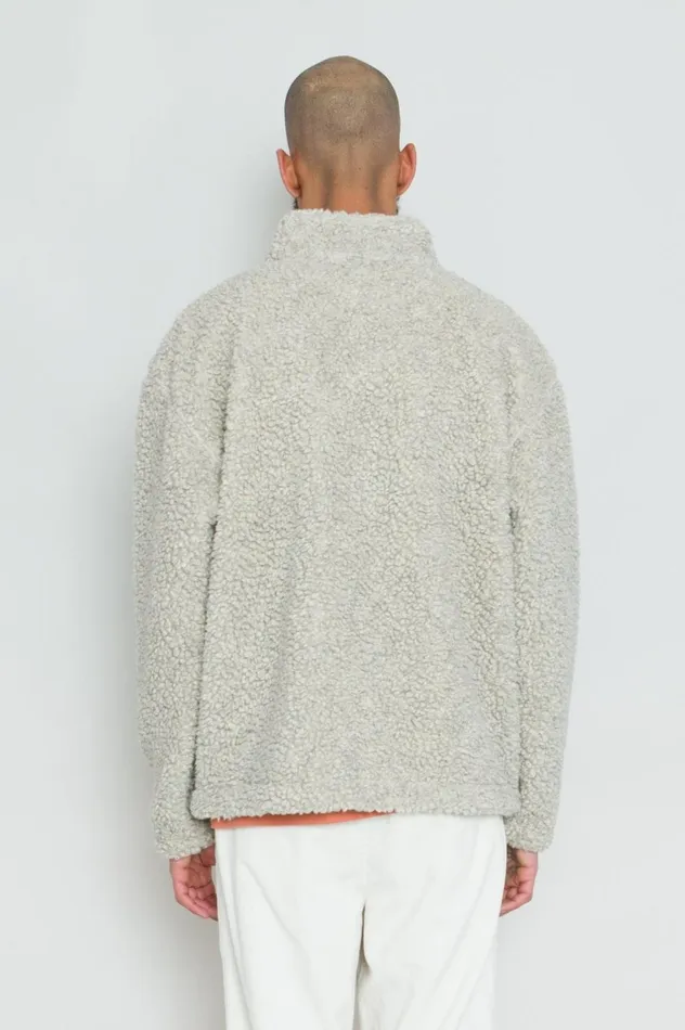 Folk Clothing Fleece Overhead 8211 Greige Curly Wool Mens Outerwear
