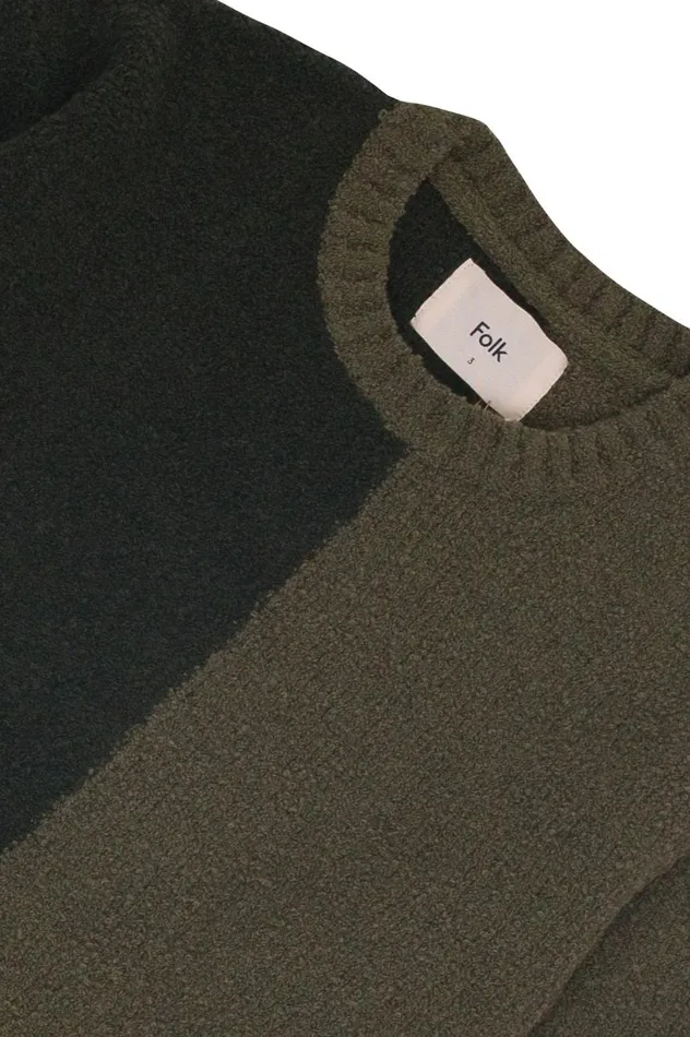 Folk Clothing Fracture Crew 8211 Sage Mix Mens Knitwear