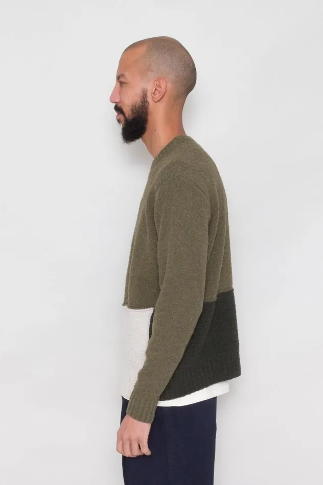 Folk Clothing Fracture Crew 8211 Sage Mix Mens Knitwear