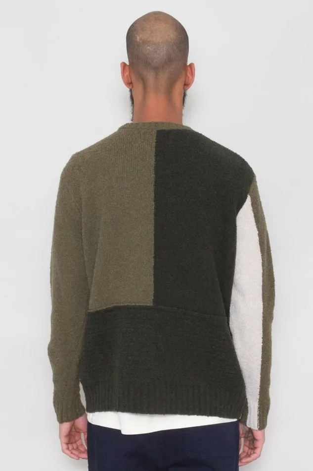 Folk Clothing Fracture Crew 8211 Sage Mix Mens Knitwear