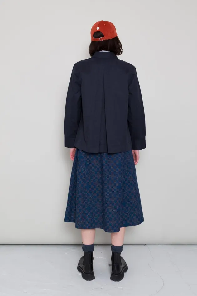 Folk Clothing Full Seam Skirt 8211 Indigo Broken Checkerboard Womens Skirts and Dresses