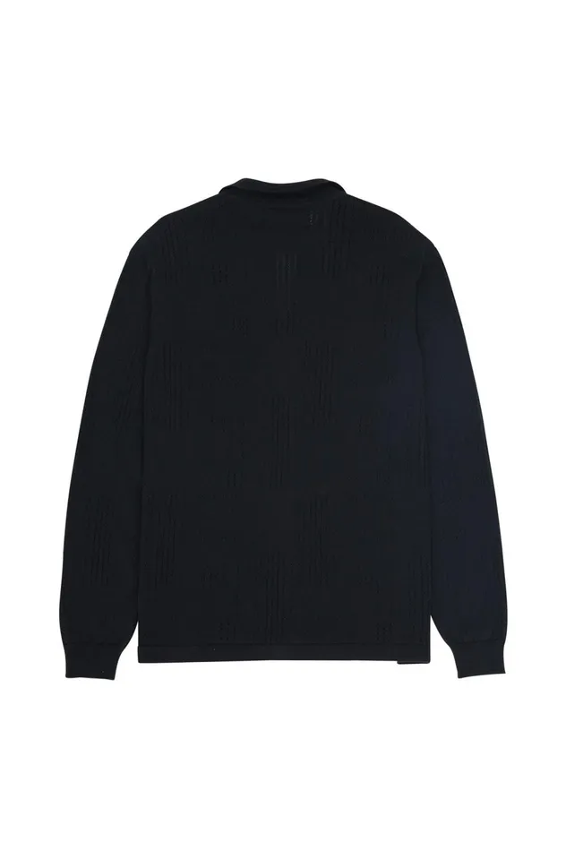 Folk Clothing Knitted Shirt 8211 Soft Black Mens Shirts