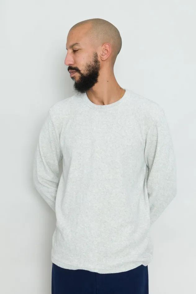 Folk Clothing LS Loopback TShirt 8211 Greige Melange Mens TShirts