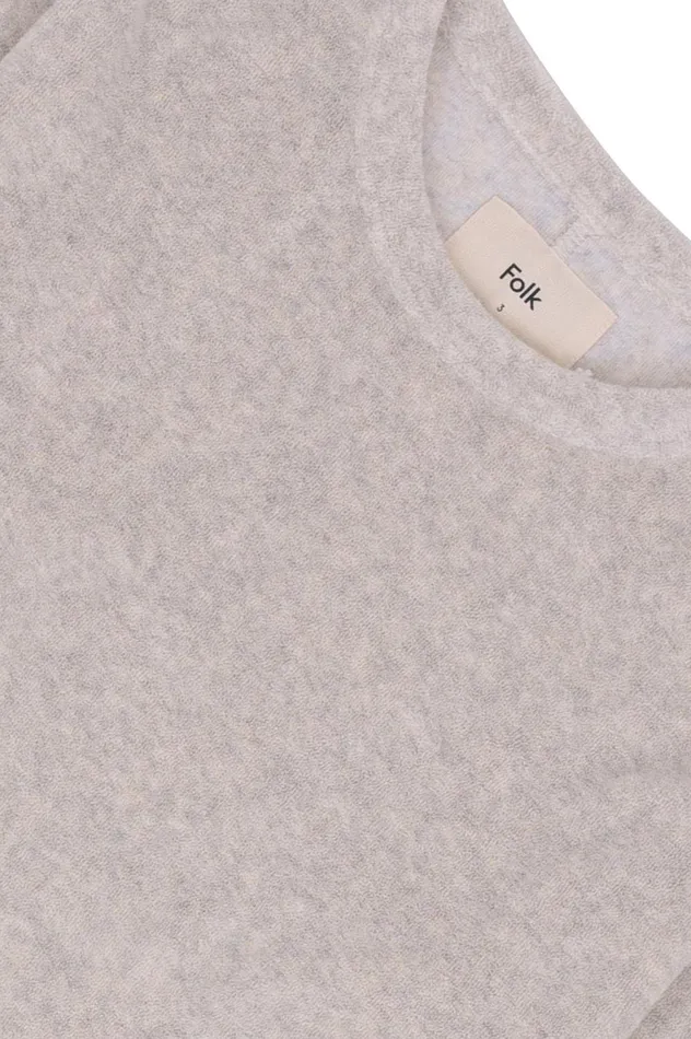 Folk Clothing LS Loopback TShirt 8211 Greige Melange Mens TShirts