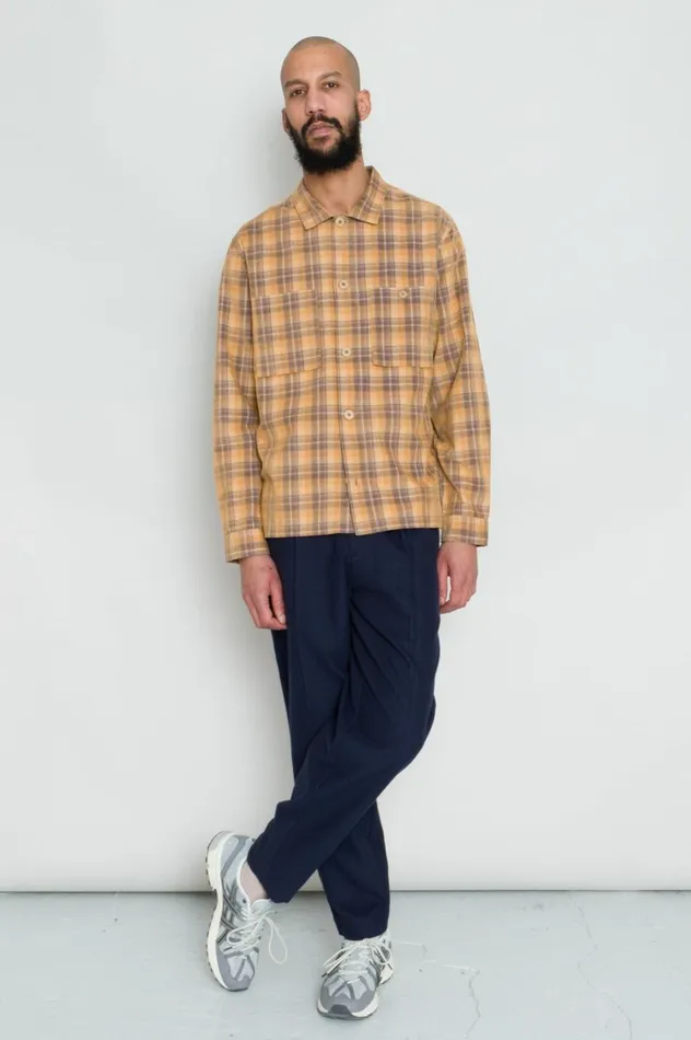 Folk Clothing Patch Overshirt 8211 Light Rust Checked Cord Mens Shirts