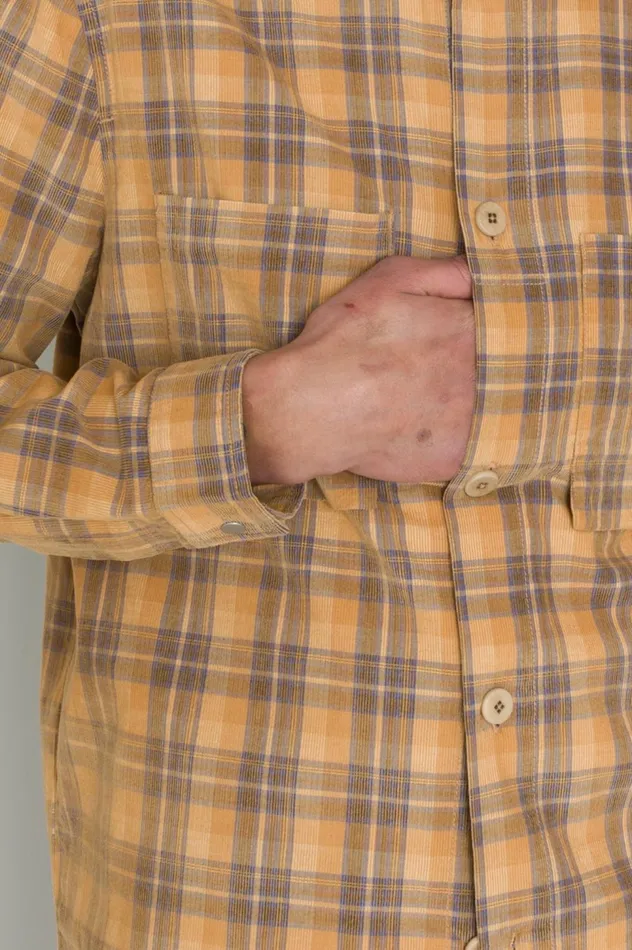 Folk Clothing Patch Overshirt 8211 Light Rust Checked Cord Mens Shirts