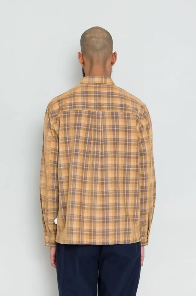 Folk Clothing Patch Overshirt 8211 Light Rust Checked Cord Mens Shirts