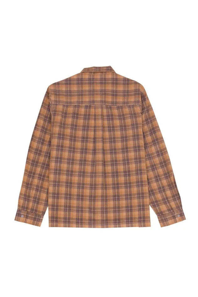 Folk Clothing Patch Overshirt 8211 Light Rust Checked Cord Mens Shirts