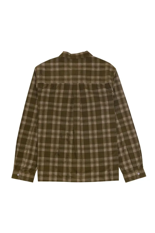 Folk Clothing Patch Overshirt 8211 Olive Check Cord Mens Shirts