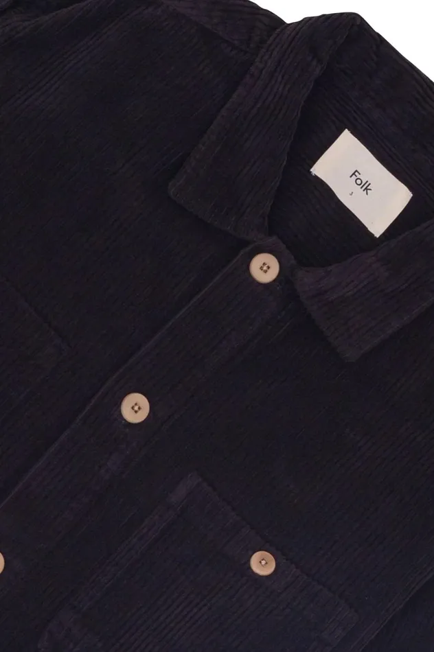 Folk Clothing Patch Overshirt 8211 Soft Black Heavy Cord Mens Shirts
