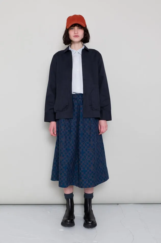 Folk Clothing Pleated Shirt 8211 Dark Navy Womens Shirting
