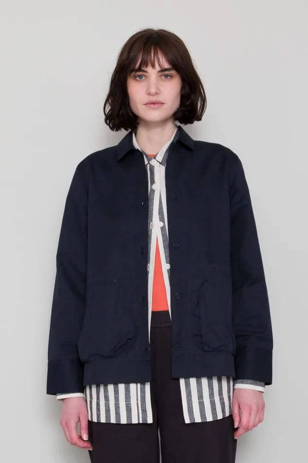 Folk Clothing Pleated Shirt 8211 Dark Navy Womens Shirting