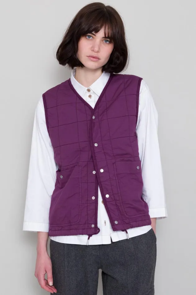 Folk Clothing Quilted Boxy Gilet 8211 Wine Womens Outerwear