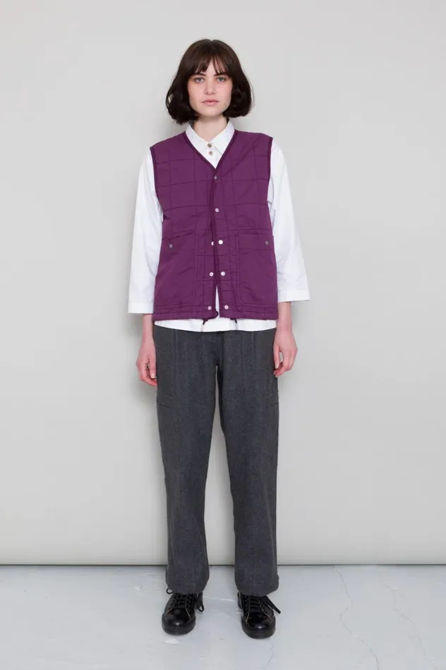Folk Clothing Quilted Boxy Gilet 8211 Wine Womens Outerwear