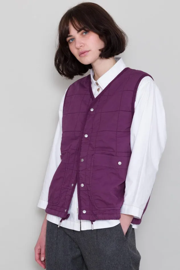 Folk Clothing Quilted Boxy Gilet 8211 Wine Womens Outerwear