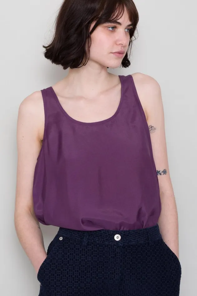 Folk Clothing Scoop Back Vest 8211 Wine Womens TShirts and Vests