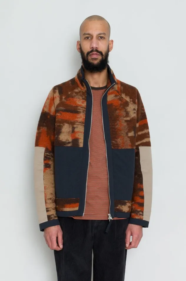 Folk Clothing Signal Fleece 8211 Rust Multi Jacquard Mens Outerwear