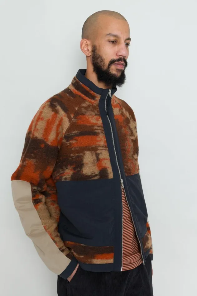 Folk Clothing Signal Fleece 8211 Rust Multi Jacquard Mens Outerwear