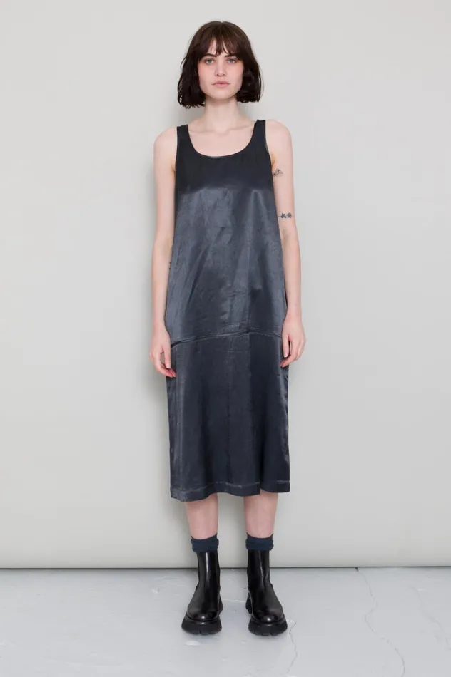 Folk Clothing Slip Dress 8211 Coal Satin Womens Skirts and Dresses