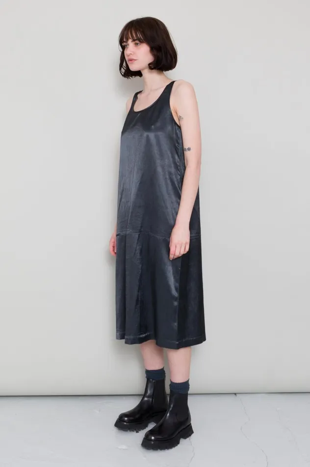 Folk Clothing Slip Dress 8211 Coal Satin Womens Skirts and Dresses