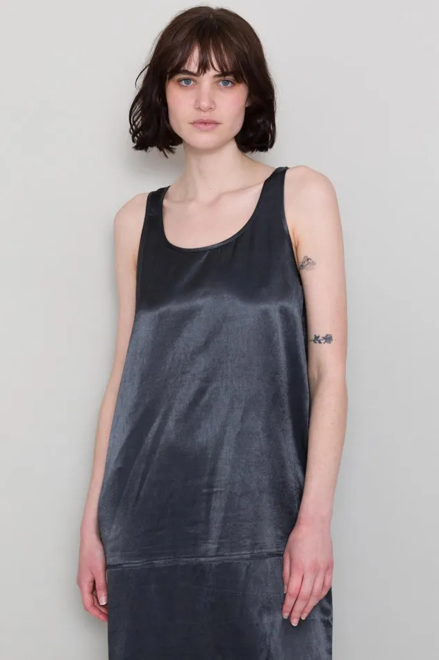 Folk Clothing Slip Dress 8211 Coal Satin Womens Skirts and Dresses