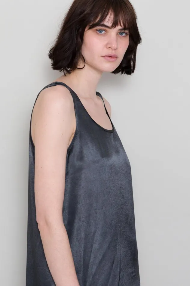 Folk Clothing Slip Dress 8211 Coal Satin Womens Skirts and Dresses
