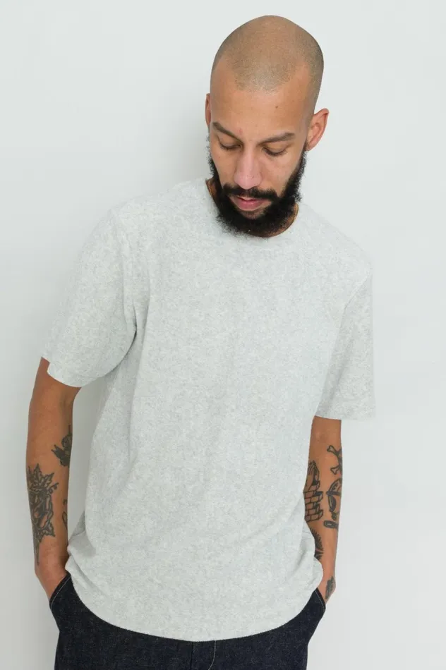 Folk Clothing SS Loopback TShirt 8211 Greige Melange Mens TShirts