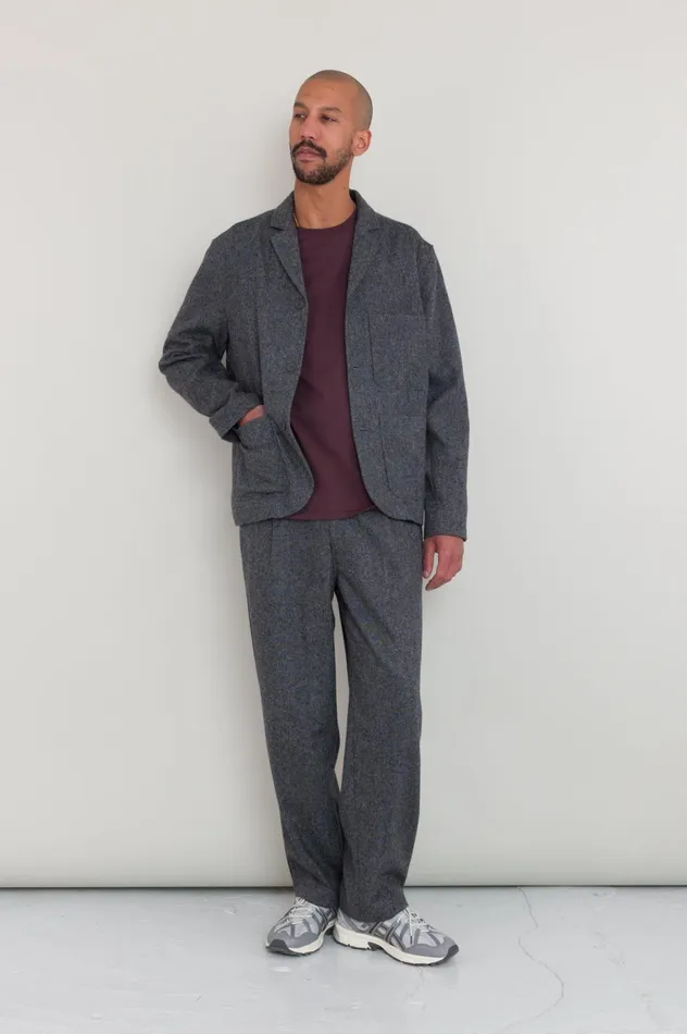 Folk Clothing Wide Fit Blazer 8211 Charcoal Wool Melange Mens Outerwear