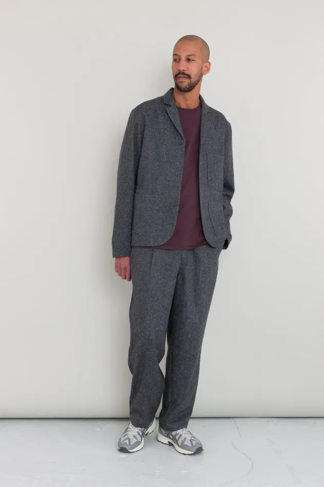 Folk Clothing Wide Fit Blazer 8211 Charcoal Wool Melange Mens Outerwear