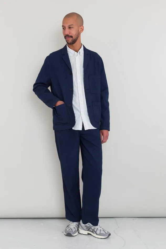 Folk Clothing Wide Fit Blazer 8211 Navy Topstitch Mens Outerwear