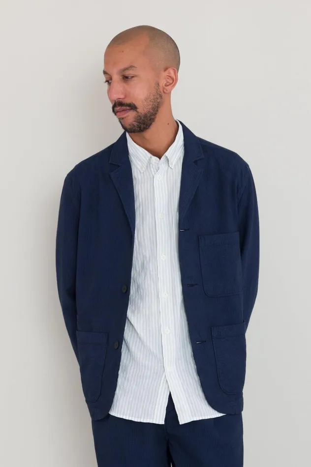 Folk Clothing Wide Fit Blazer 8211 Navy Topstitch Mens Outerwear