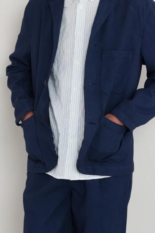Folk Clothing Wide Fit Blazer 8211 Navy Topstitch Mens Outerwear