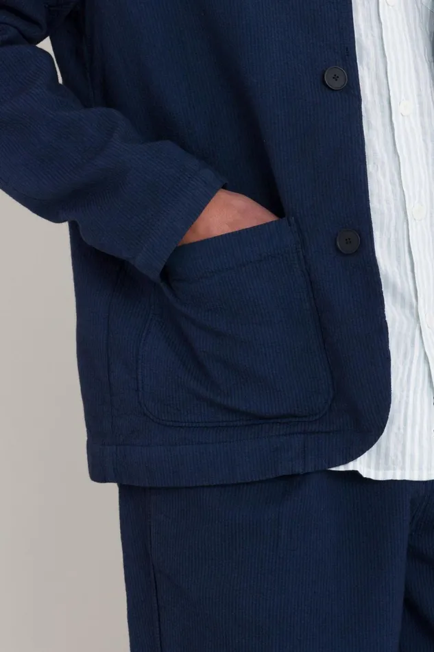Folk Clothing Wide Fit Blazer 8211 Navy Topstitch Mens Outerwear
