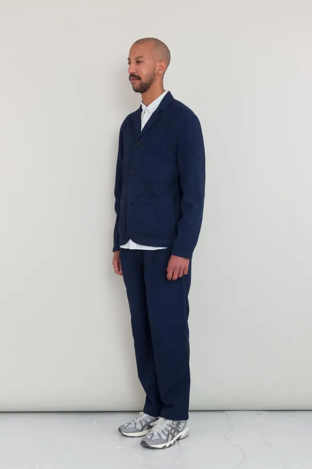 Folk Clothing Wide Fit Blazer 8211 Navy Topstitch Mens Outerwear