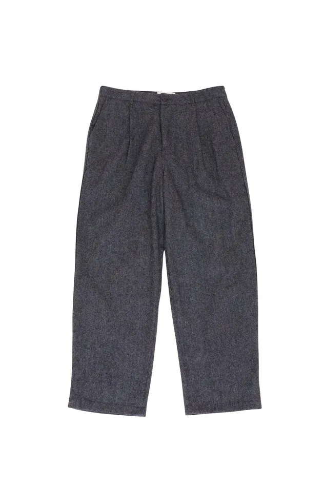 Folk Clothing Wide Fit Trouser 8211 Charcoal Wool Melange Mens Trousers