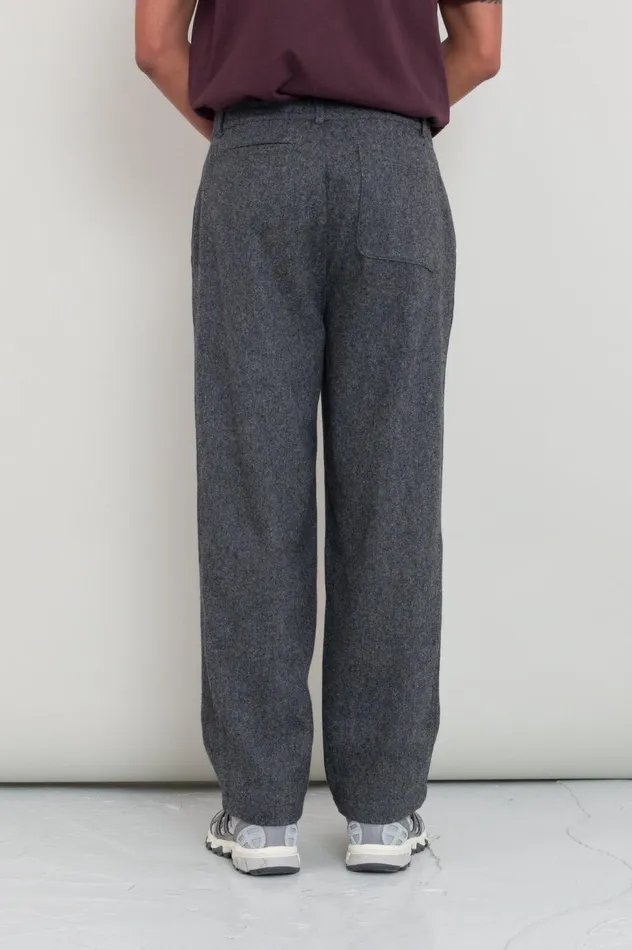 Folk Clothing Wide Fit Trouser 8211 Charcoal Wool Melange Mens Trousers