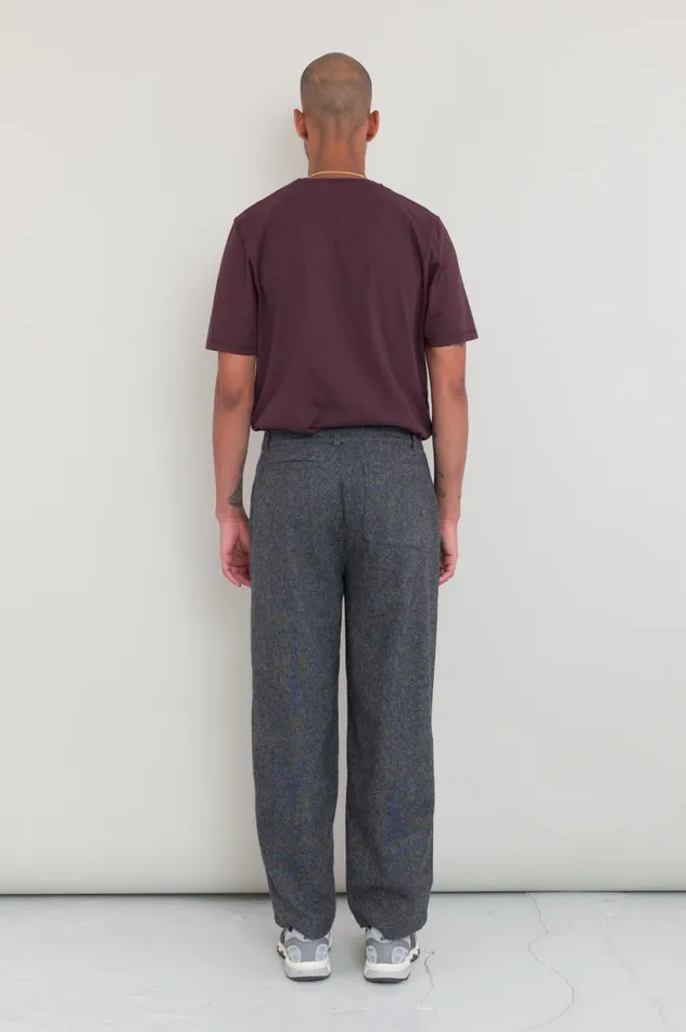 Folk Clothing Wide Fit Trouser 8211 Charcoal Wool Melange Mens Trousers