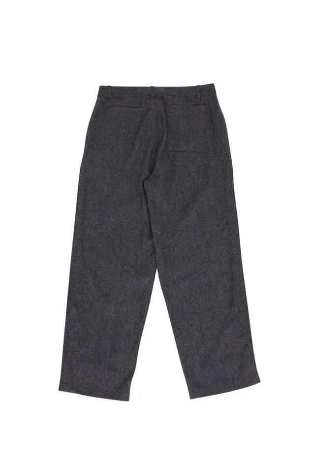 Folk Clothing Wide Fit Trouser 8211 Charcoal Wool Melange Mens Trousers