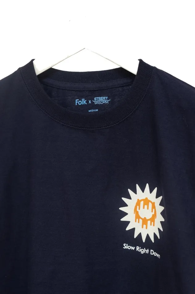Folk Clothing World Wide Wander TShirt 8211 Navy Mens TShirts Folk Clothing World Wide Wander TShirt 8211 Navy Mens TShirts