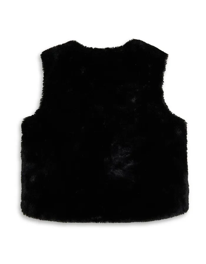 Girls Black Short Faux Fur Gilet Black Threadbare Gilets Girls Black Short Faux Fur Gilet Black Threadbare Gilets