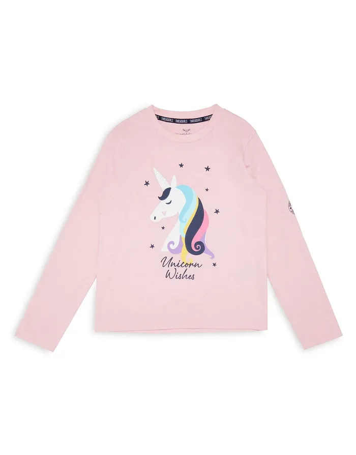 Girls Pink Unicorn Print Long Pyjamas and Scrunchie 3Piece Set Pink Threadbare Pyjamas Girls Pink Unicorn Print Long Pyjamas and Scrunchie 3Piece Set Pink Threadbare Pyjamas