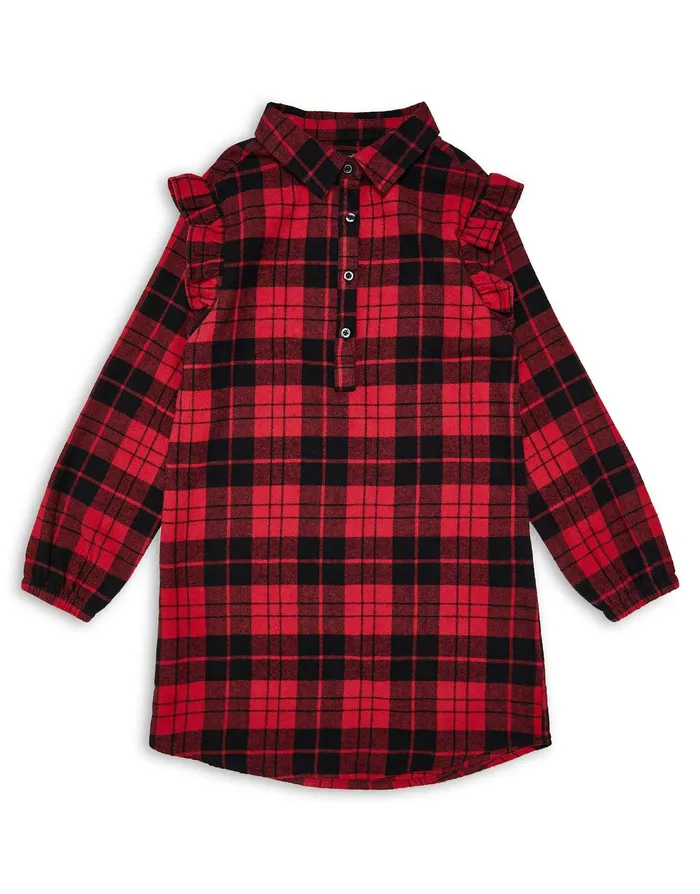 Girls Red Check Flannel Dress Red Threadbare Dresses Girls Red Check Flannel Dress Red Threadbare Dresses