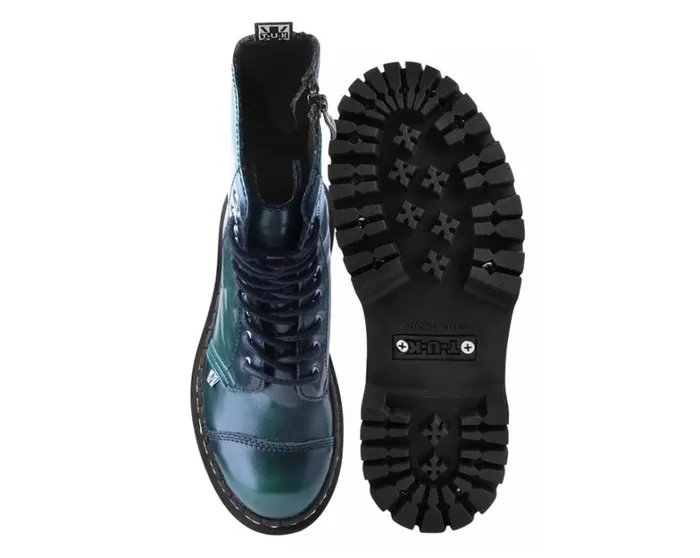 Green RubOff 10Eye Double Decker Boot Women TUK Shoes Platforms