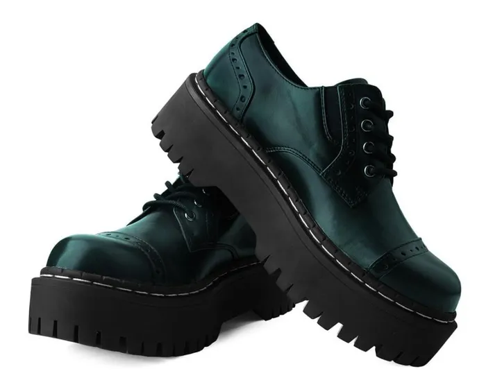 Green RubOff Double Decker Brogue Women TUK Shoes Platforms Green RubOff Double Decker Brogue Women TUK Shoes Platforms