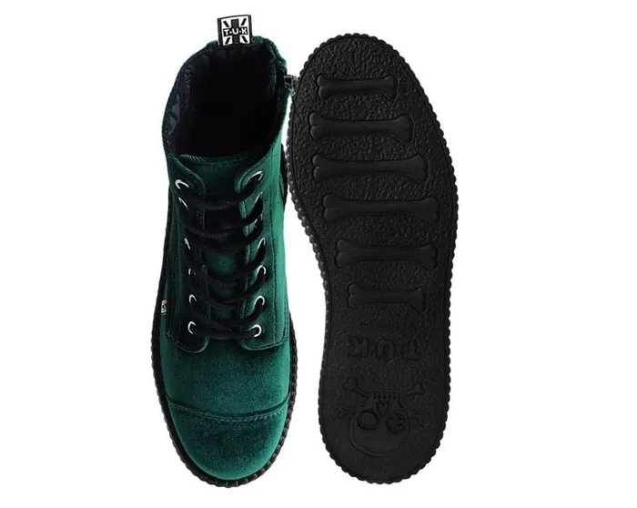 Green Velvet 7Eye Viva Mondo Boot Women TUK Shoes Vegan Green Velvet 7Eye Viva Mondo Boot Women TUK Shoes Vegan