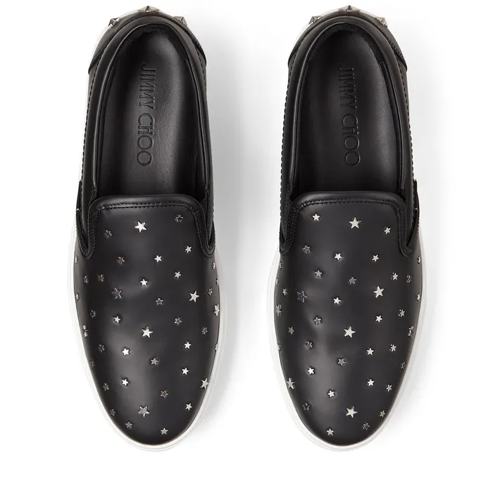 Grove Black Leather SlipOn Trainers With Studs Blacksilver Men JIMMY CHOO Sneakers