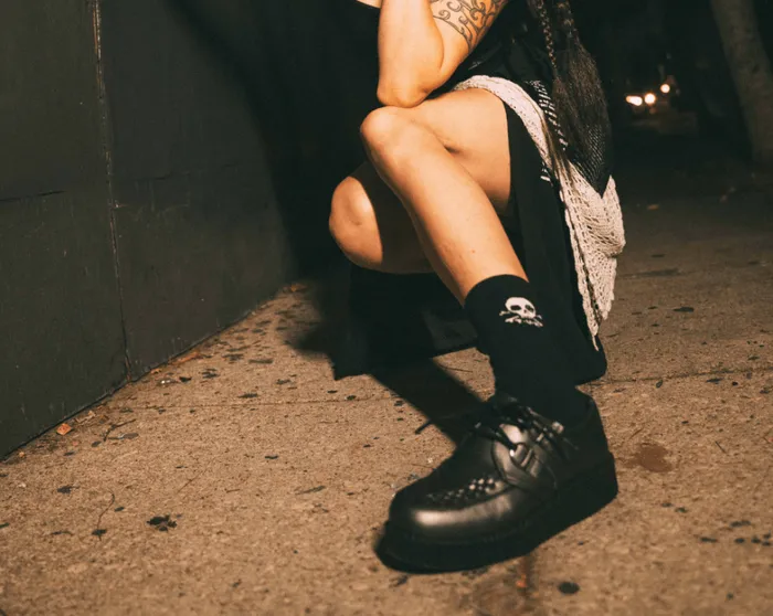 Gunmetal DRing Viva Low Creeper Women TUK Shoes Vegan Gunmetal DRing Viva Low Creeper Women TUK Shoes Vegan