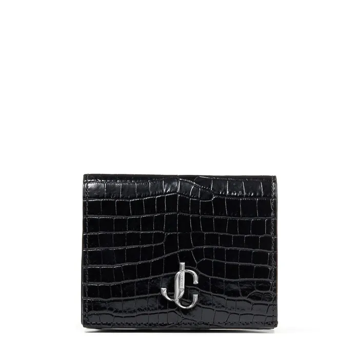 Hanne Black Shiny CrocEmbossed Leather Wallet With Jc Emblem Black Women JIMMY CHOO Small Leather Goods Hanne Black Shiny CrocEmbossed Leather Wallet With Jc Emblem Black Women JIMMY CHOO Small Leather Goods