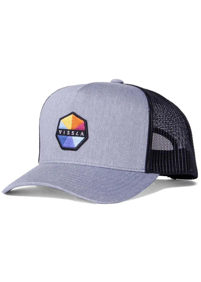 Hats Men Vissla Solid Sets Eco Trucker Hat Grey Heather